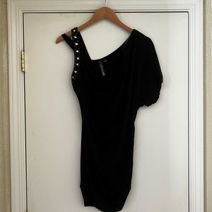 Black studded asymmetrical tank/tee